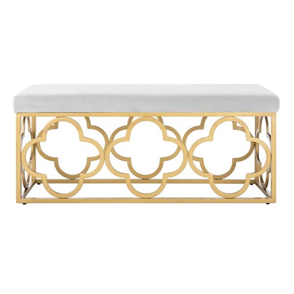 Safavieh 44.5 x 16.5 x 19 in. Fleur Rectangle Bench, Grey & Gold BCH6205D - main